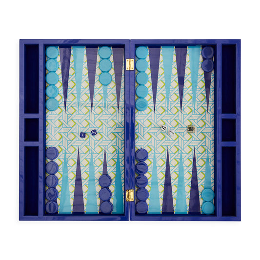 Jeu de backgammon en panier tressé